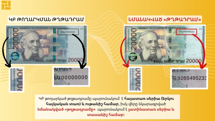 Շրջանառվում են ՀՀ օրենսդրության խախտումներով պատրաստված հուշանվերային «թղթադրամներ». ԿԲ