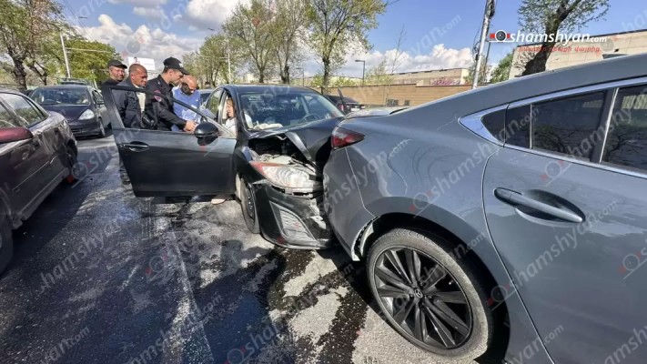 Երևանում ԱՄՆ դեսպանատան մոտ բախվել են 2 «Mazda»-ները, «Volvo»-ն, «Peugeut»-ն և «Hyundai Elision»-ը․ shamshyan.com