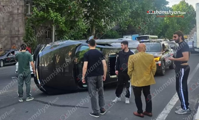 Արշակունյաց պողոտայում «Mazda CX 5»-ը բախվել է վթարված «Toyota»-ին և կողաշրջվել․ shamshyan.com