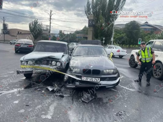 Հալաբյան-Կիևյան խաչմերուկում բախվել են «BMW»-ն ու «ՎԱԶ 2106»-ը. 2 վիրավորներից մեկը հղի կին է. shamshyan.com